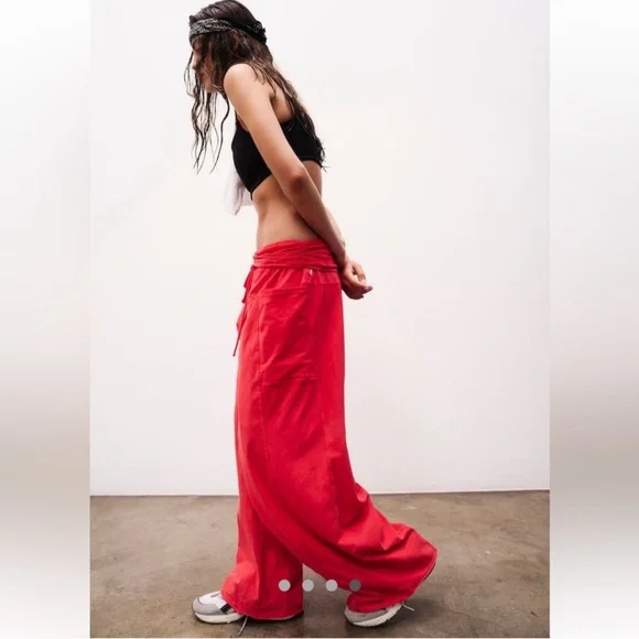 FREE PEOPLE✨NEW✨ Hot Shot Sports Pants in Victory Red